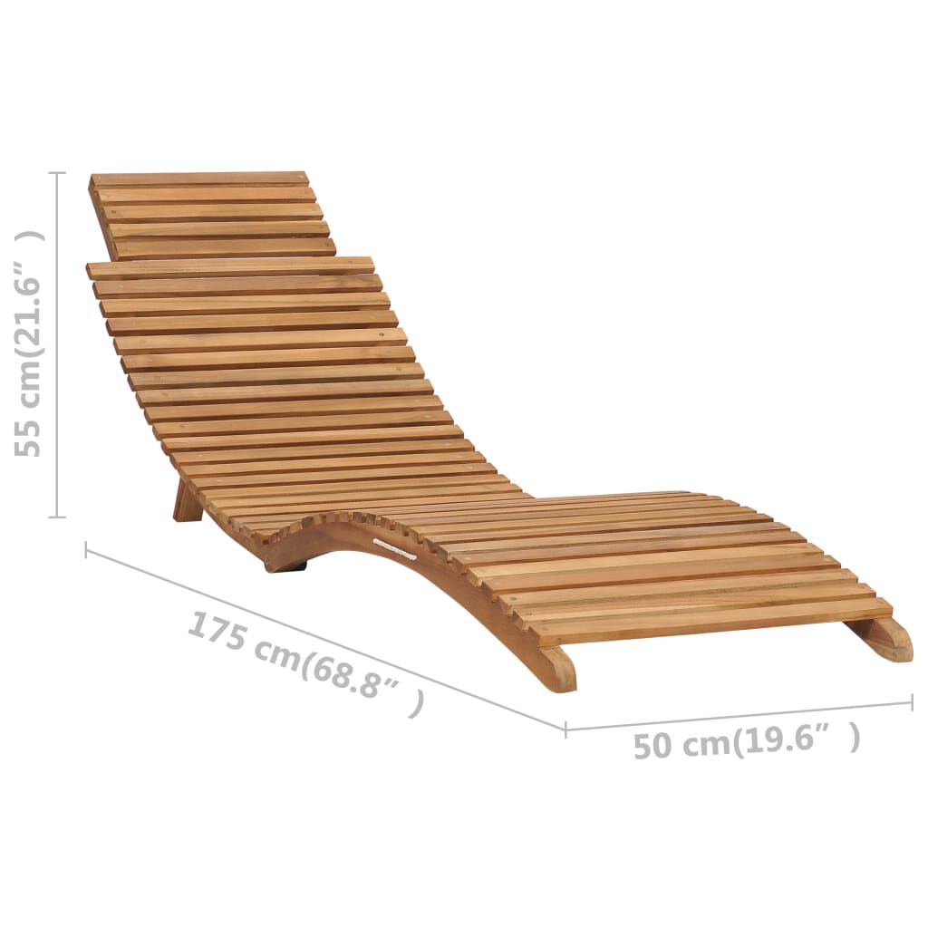 vidaXL Ξαπλώστρα Πτυσσόμενη από Μασίφ Ξύλο Teak με Τραπέζι