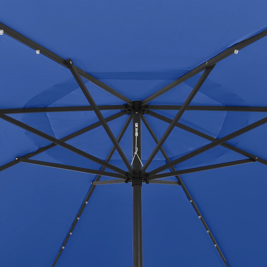 vidaXL Ομπρέλα Κήπου με LED Μπλε Αζούρ 400 εκ.