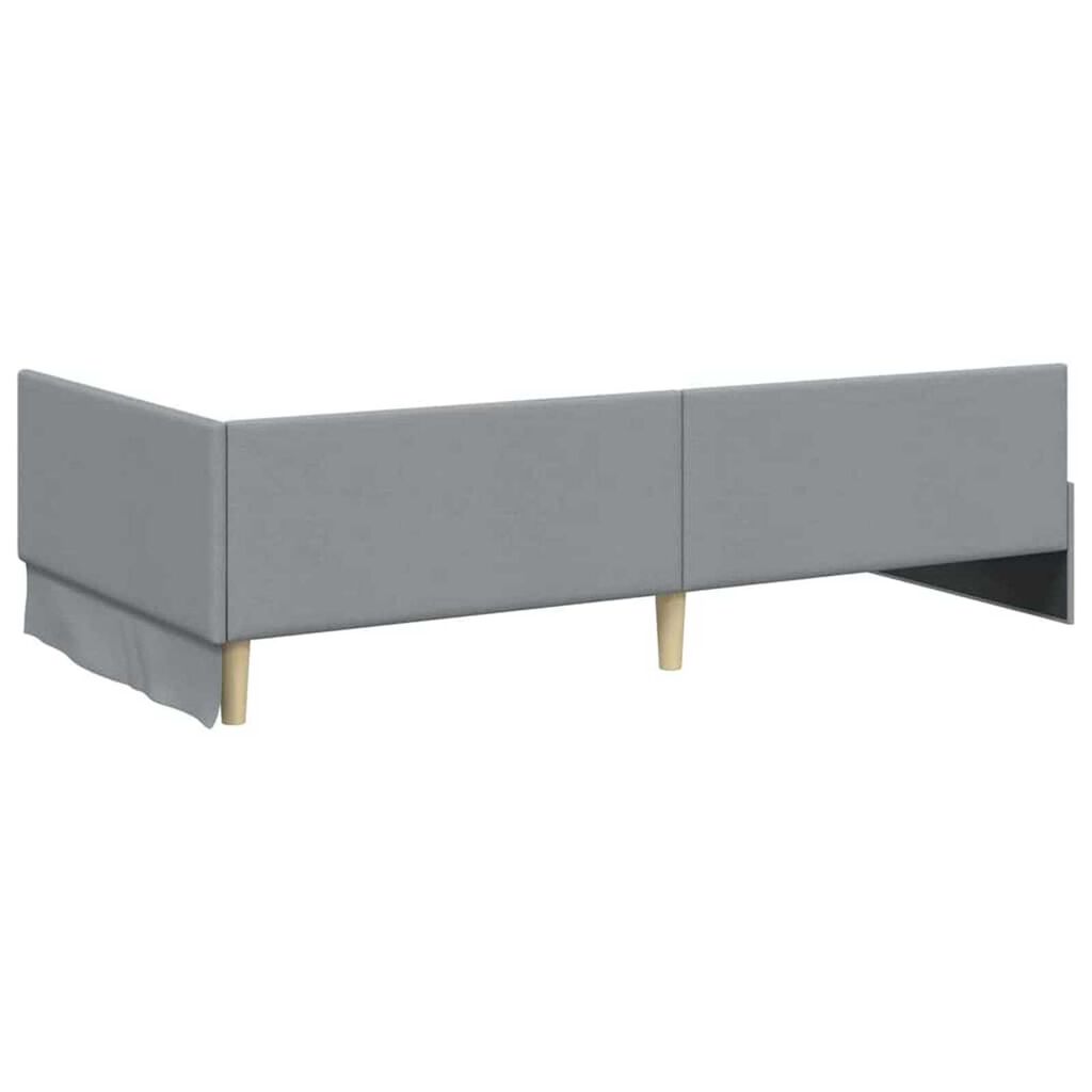 vidaXL Κρεβάτι Γωνίας Ανοιχτό γκρι 90 x 190 cm Ύφασμα και Έργο ξύλου