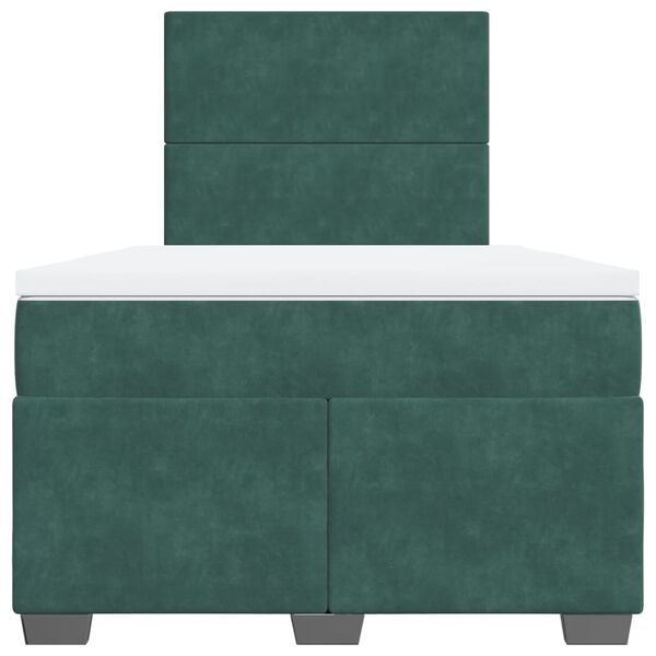 vidaXL Κρεβάτι Boxspring με Στρώμα Σκούρο Πράσινο 120x190εκ. Βελούδινο