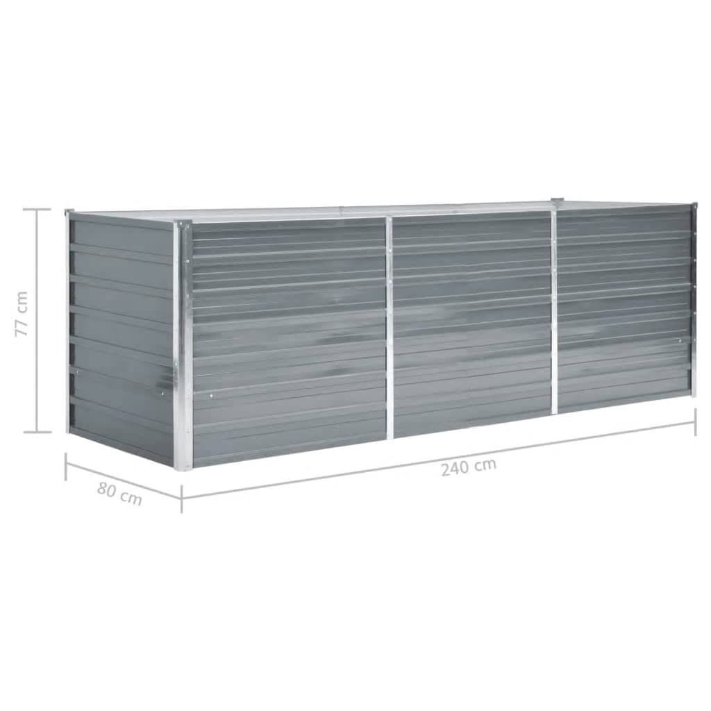 vidaXL Ζαρντινιέρα Υπερυψωμένη Γκρι 240x80x77 εκ. Γαλβανισμ. Χάλυβας