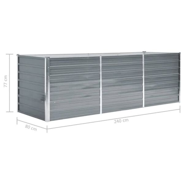 vidaXL Ζαρντινιέρα Υπερυψωμένη Γκρι 240x80x77 εκ. Γαλβανισμ. Χάλυβας