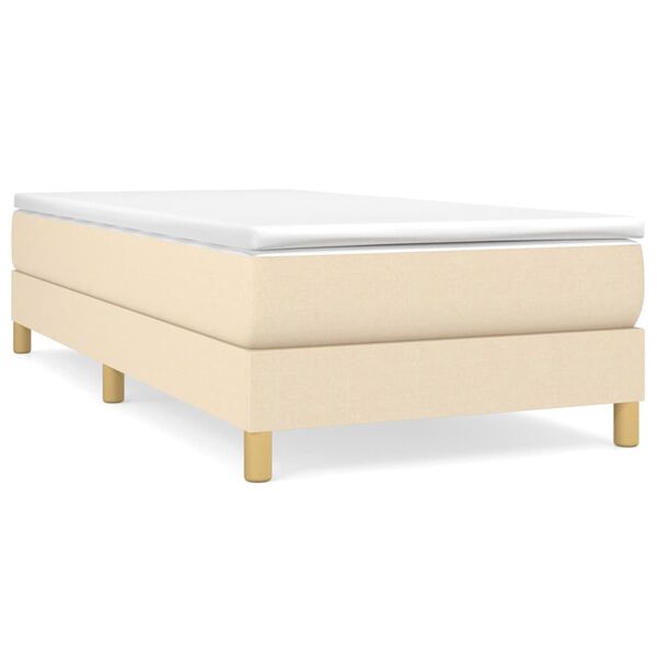 vidaXL Κρεβάτι Boxspring με Στρώμα Κρεμ 100 x 200 εκ. Υφασμάτινο