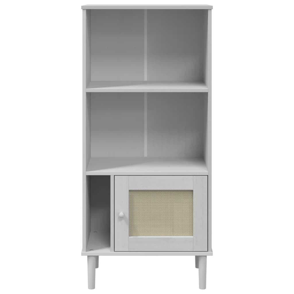 vidaXL Βιβλιοθήκη SENJA Λευκό / Ρατάν 60x35x130 εκ. Μασίφ Ξύλο Πεύκου