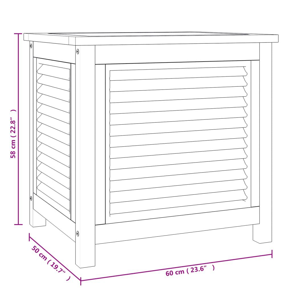 vidaXL Μπαούλο Αποθήκευσης Κήπου με Τσάντα 60x50x58 εκ Μασίφ Ξύλο Teak
