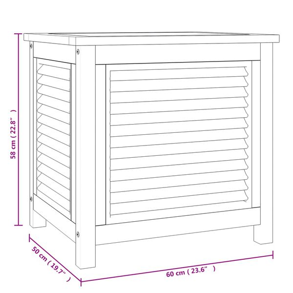 vidaXL Μπαούλο Αποθήκευσης Κήπου με Τσάντα 60x50x58 εκ Μασίφ Ξύλο Teak