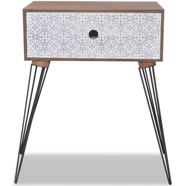 vidaXL Κομοδίνο Ορθογώνιο με 1 Συρτάρι Καφέ