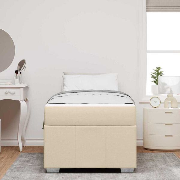 vidaXL Σκελετός Κρεβατιού με στρώμα Κρεμ 90 x 190 cm ύφασμα