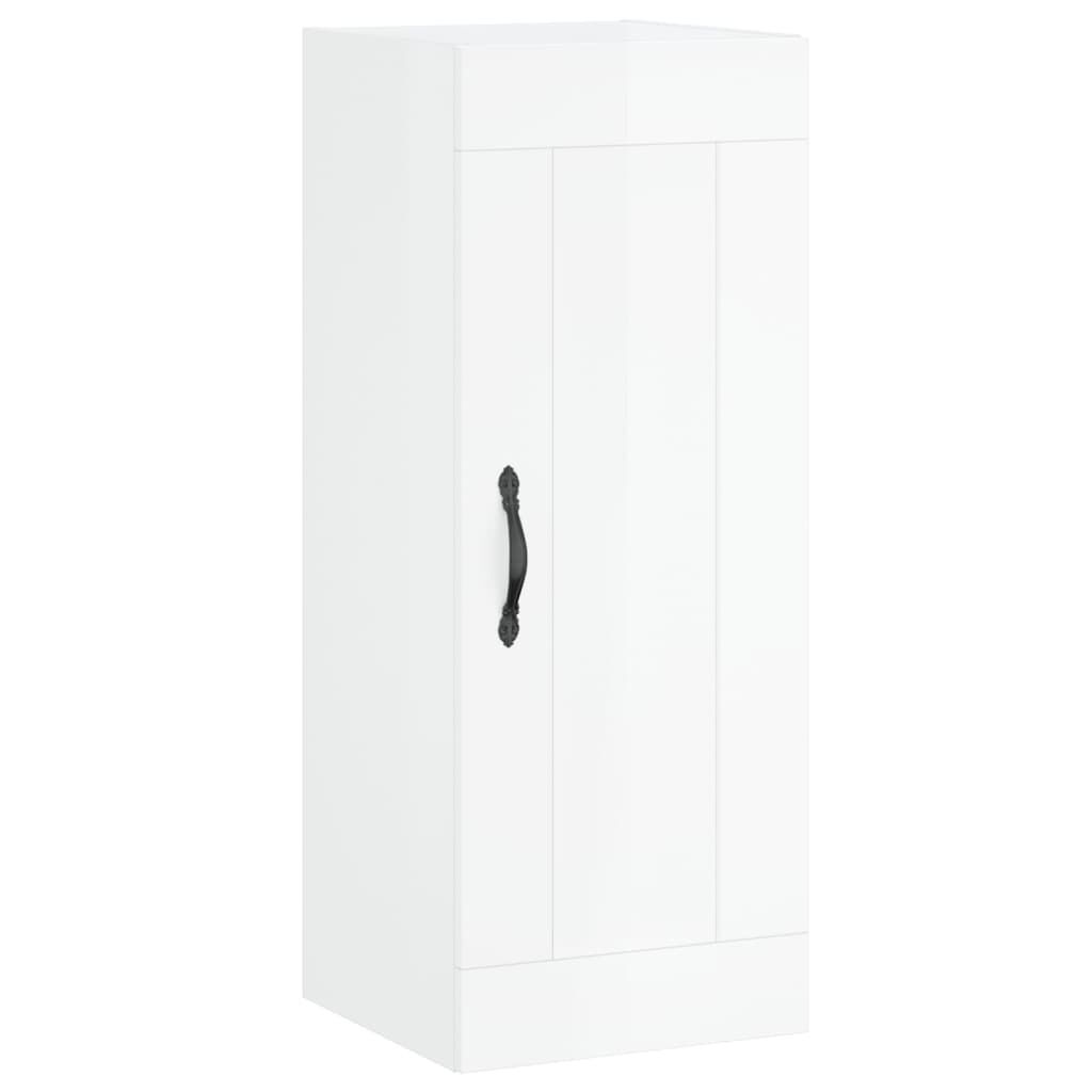 vidaXL Ντουλάπι Γυαλ. Λευκό 34,5 x 34 x 180 εκ. από Επεξεργασμένο Ξύλο