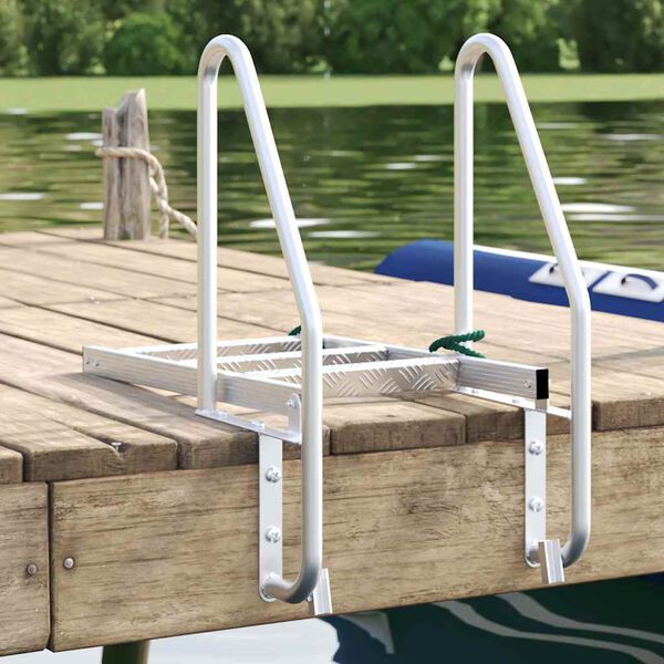 vidaXL Σκάλα Dock 3 Σκαλοπατιών Ασημί 58 x 77 x 144 εκ Αλουμίνιο