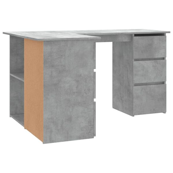 vidaXL Γραφείο Γωνιακό Γκρι Σκυροδέματος 145x100x76 εκ. Επεξ. Ξύλο