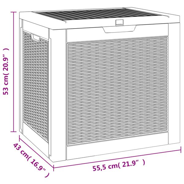 vidaXL Μπαούλο Αποθήκευσης Κήπου Αν. Καφέ 55,5x43x53 εκ Πολυπροπυλένιο