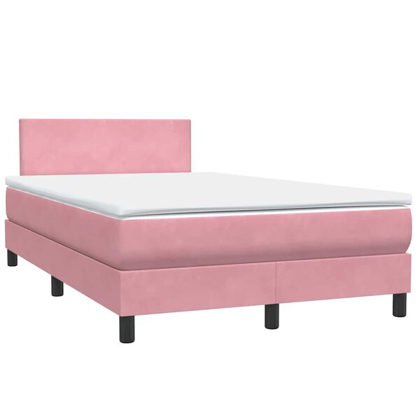 vidaXL Box Spring κρεβάτι με στρώμα ροζ 120x220 cm Βελούδινο