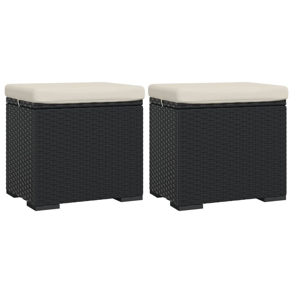 vidaXL Υποπόδια με Μαξιλάρια 2 τεμ. Μαύρα 40x30x40 εκ. από Συνθ. Ρατάν