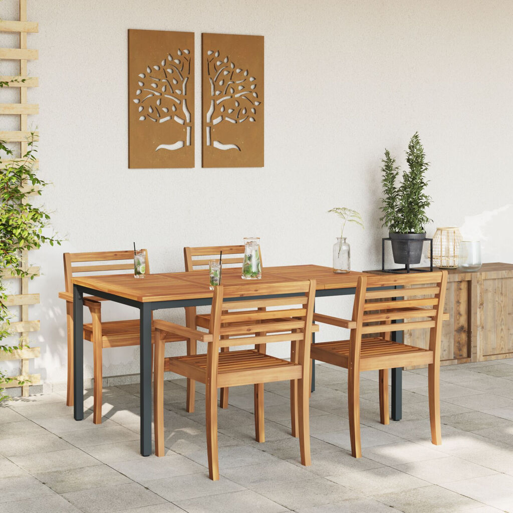 vidaXL Τραπέζι Κήπου 150x90x75 εκ. Κατασκευασμένο από Σταθερό Ξύλο Ακακίας και Μέταλλο