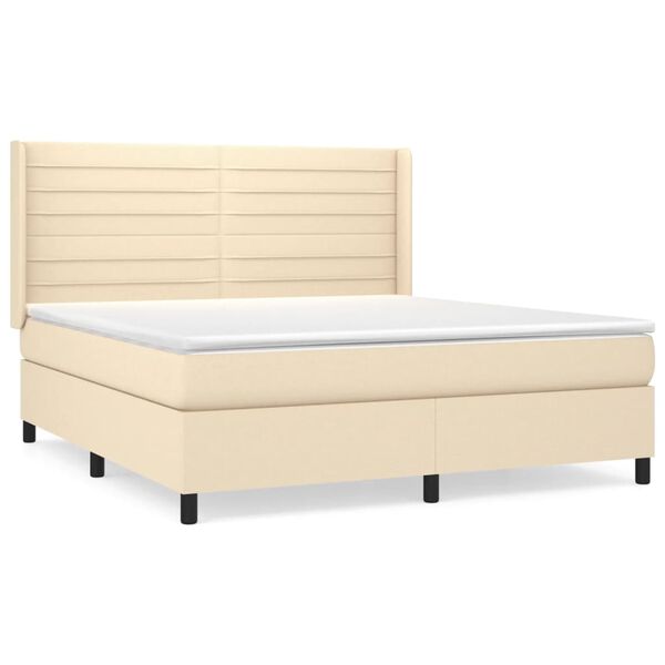 vidaXL &Kappa;&rho;&epsilon;&beta;ά&tau;&iota; Boxspring &mu;&epsilon; &Sigma;&tau;&rho;ώ&mu;&alpha; &Kappa;&rho;&epsilon;&mu; 160x200 &epsilon;&kappa;. &Upsilon;&phi;&alpha;&sigma;&mu;ά&tau;&iota;&nu;&omicron;
