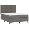 vidaXL Κρεβάτι Boxspring με Στρώμα & LED Γκρι 140x200 εκ. Συνθ. Δέρμα