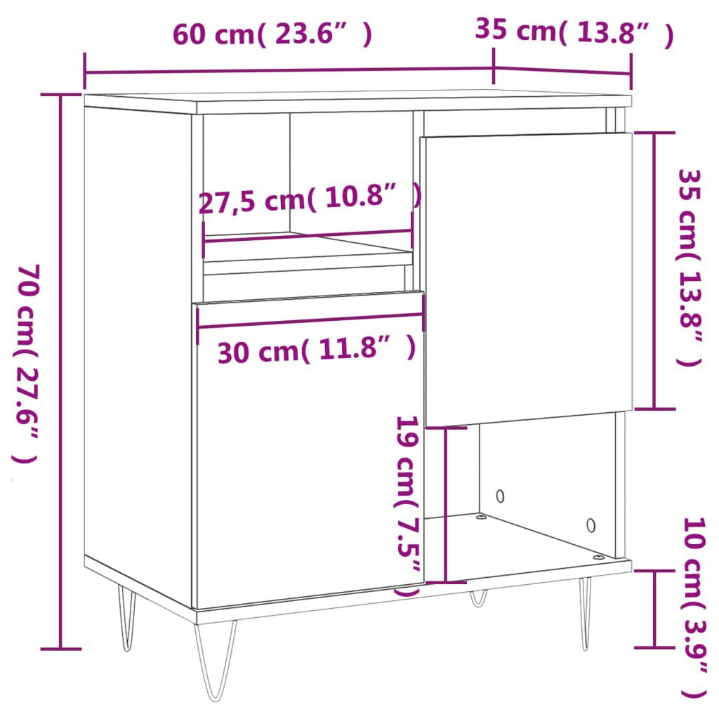 vidaXL Ντουλάπι Γυαλιστερό Λευκό 60x35x70 εκ. από Επεξεργασμένο Ξύλο