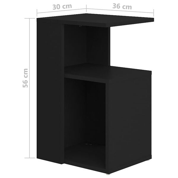 vidaXL Τραπέζι Βοηθητικό Μαύρο 36 x 30 x 56 εκ. από Επεξ. Ξύλο