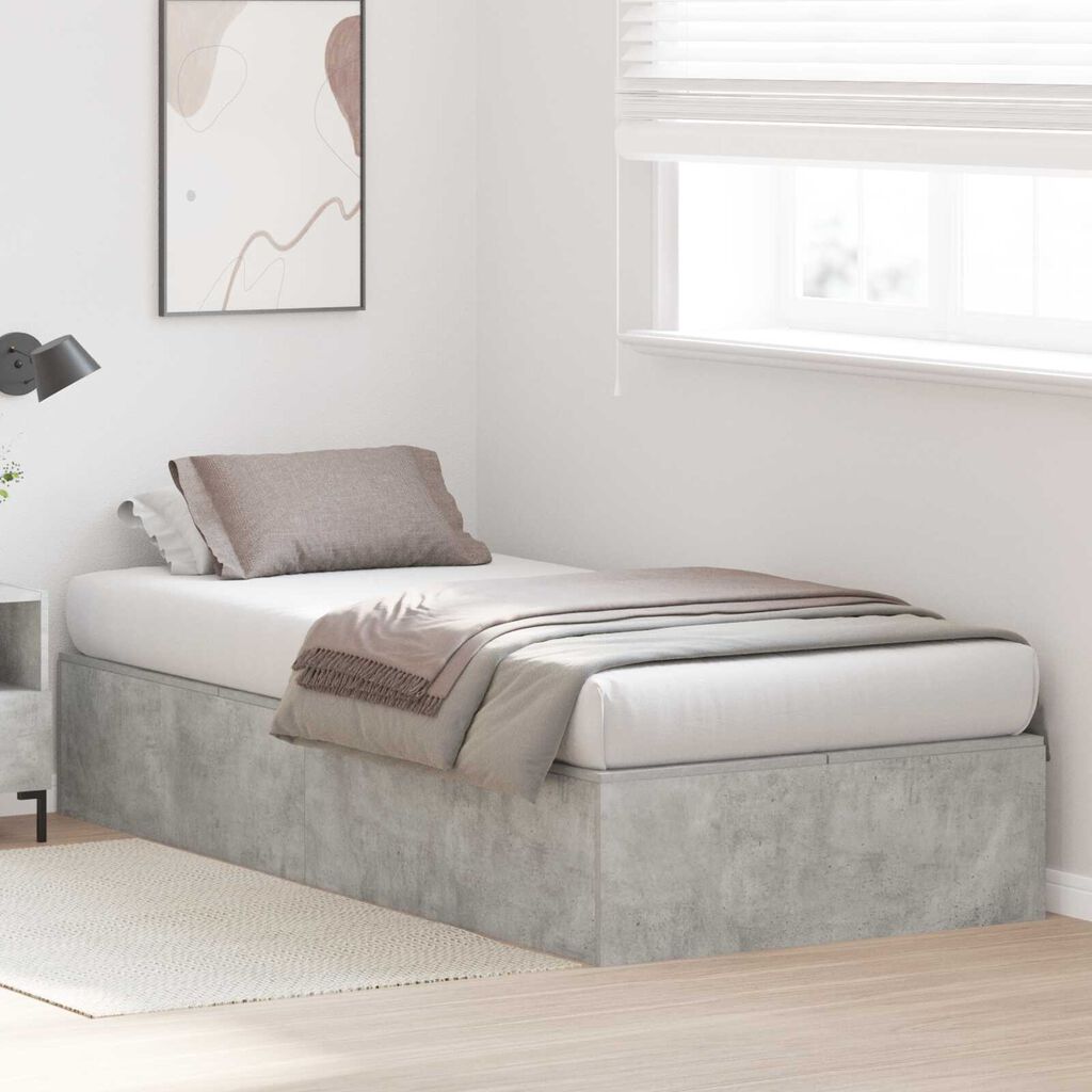 vidaXL Κρεβάτι αποθήκευσης Concrete Grey, 75x190 cm, από επεξεργασμένο ξύλο.