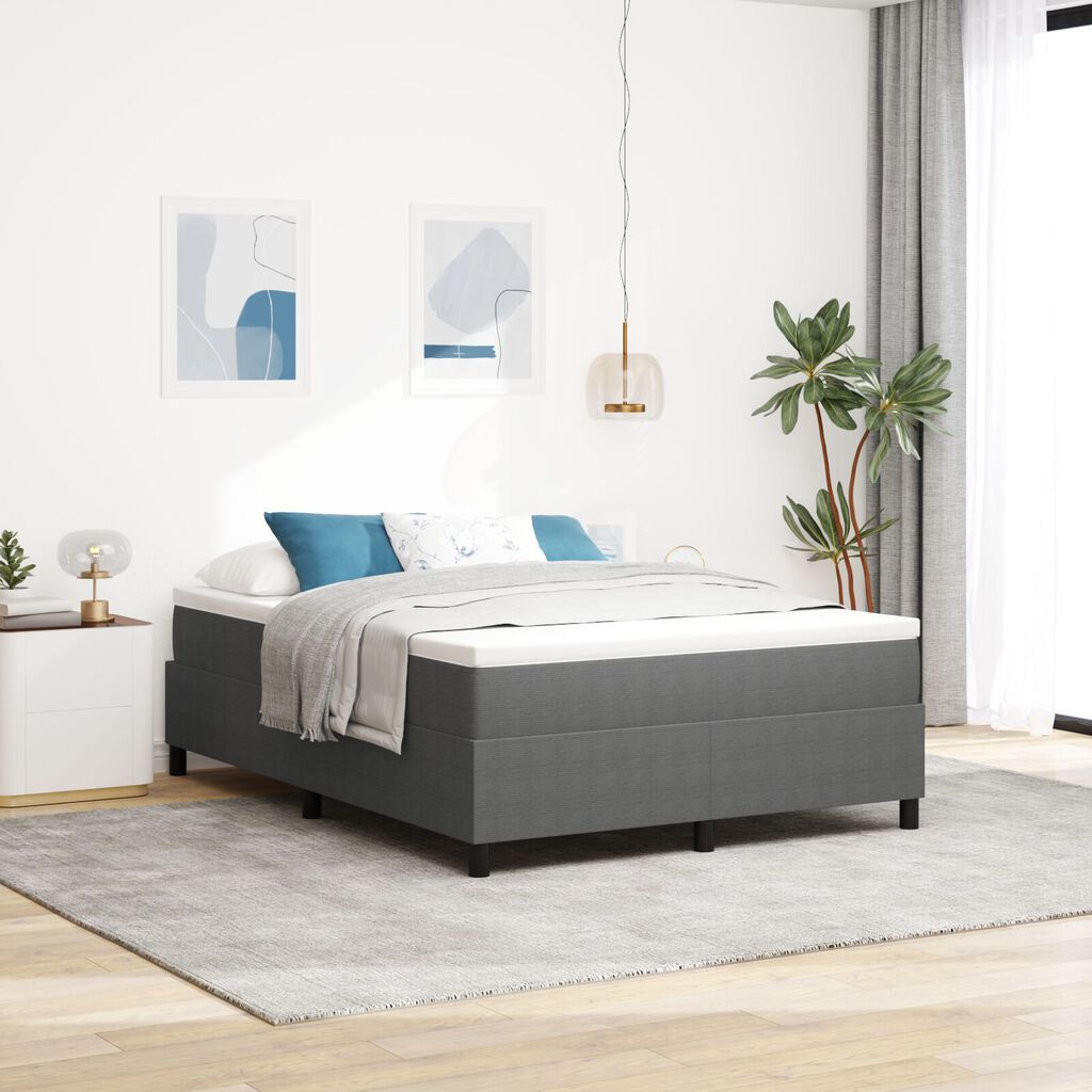 vidaXL Κρεβάτι με Βάση με Στρώμα Σκούρο Γκρι 140x200 εκ. Υφασμάτινη Βελούδο