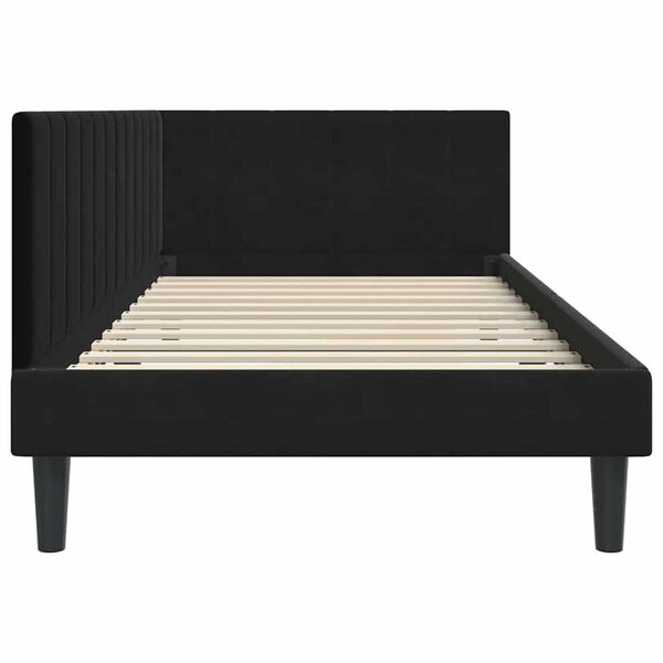 vidaXL Κρεβάτι Γωνίας με κεφαλάρι Μαύρο 90 x 190 cm Βελούδο