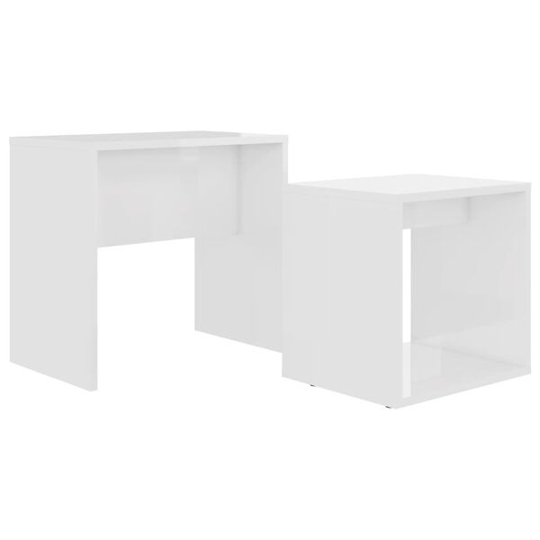 vidaXL Σετ Τραπεζάκια Σαλονιού Γυαλιστ. Λευκό 48x30x45 εκ. Επεξ. Ξύλο