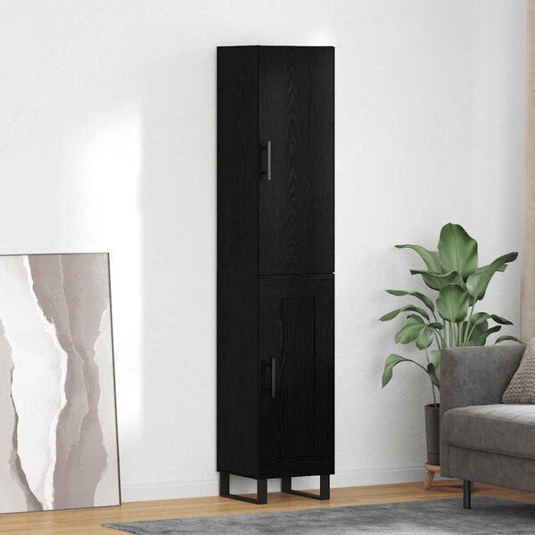vidaXL Highboard &Mu;&alpha;ύ&rho;&eta; &Omicron;&xi;&upsilon;ά 34,5 x 34 x 180 &epsilon;&kappa;. &Epsilon;&pi;&epsilon;&xi;&epsilon;&rho;&gamma;&alpha;&sigma;&mu;έ&nu;&omicron; &xi;ύ&lambda;&omicron;