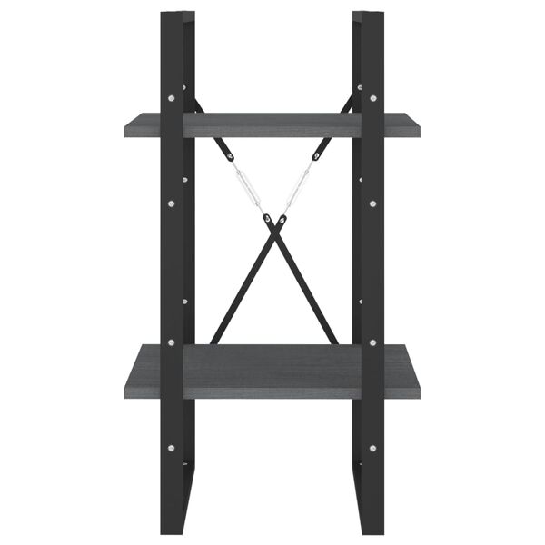 vidaXL Βιβλιοθήκη με 2 Ράφια Γκρι 40x30x70 εκ. από Μασίφ Ξύλο Πεύκου