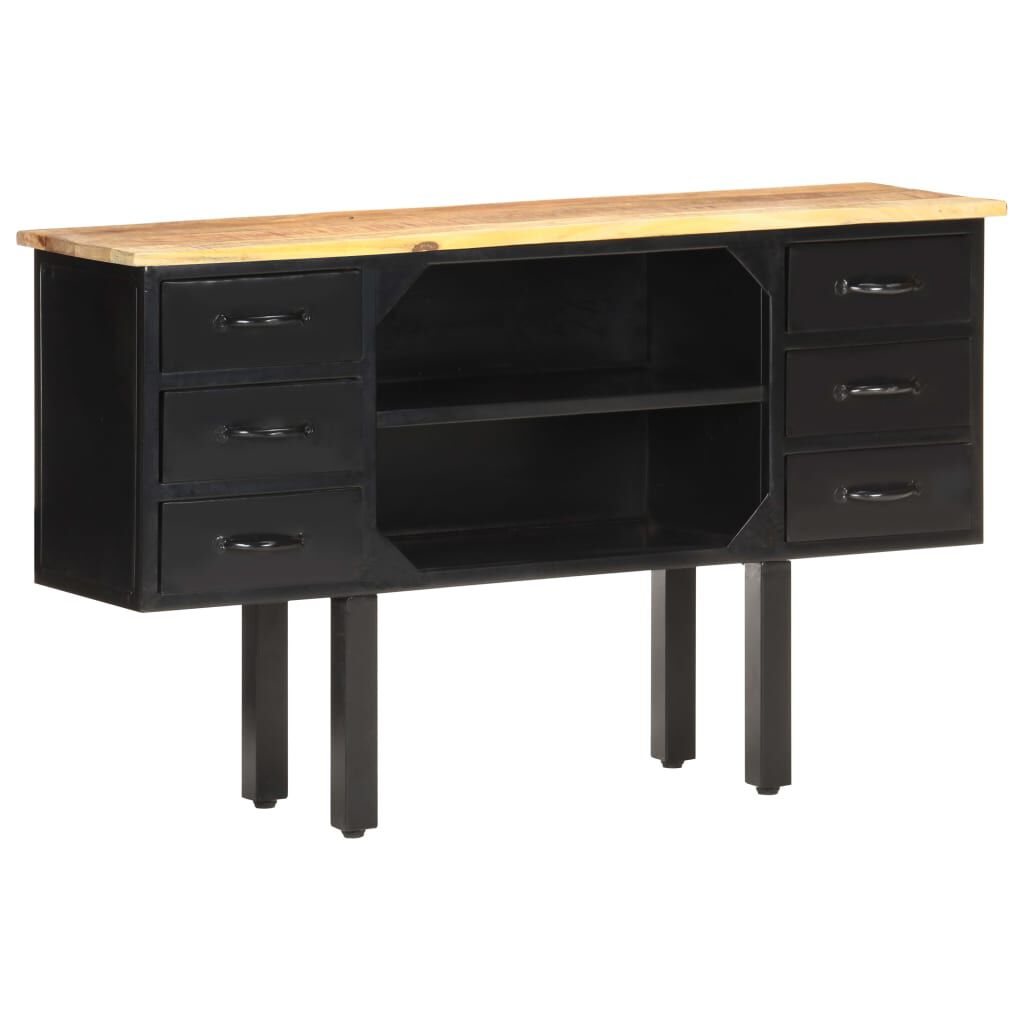 vidaXL Μπουφές 110x30x65 εκ. Μασίφ Ακατέργαστο Ξύλο Μάνγκο και Ατσάλι