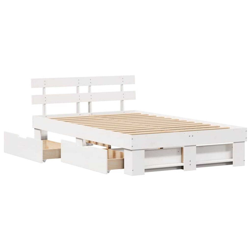 vidaXL Σκελετός Κρεβατιού Λευκό 120 x 200 cm Μασίφ ξύλο πεύκου