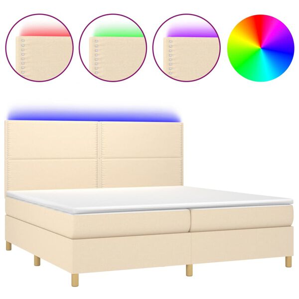 vidaXL &Kappa;&rho;&epsilon;&beta;ά&tau;&iota; Boxspring &mu;&epsilon; &Sigma;&tau;&rho;ώ&mu;&alpha; & LED &Kappa;&rho;&epsilon;&mu; 200x200 &epsilon;&kappa;. &Upsilon;&phi;&alpha;&sigma;&mu;ά&tau;&iota;&nu;&omicron;