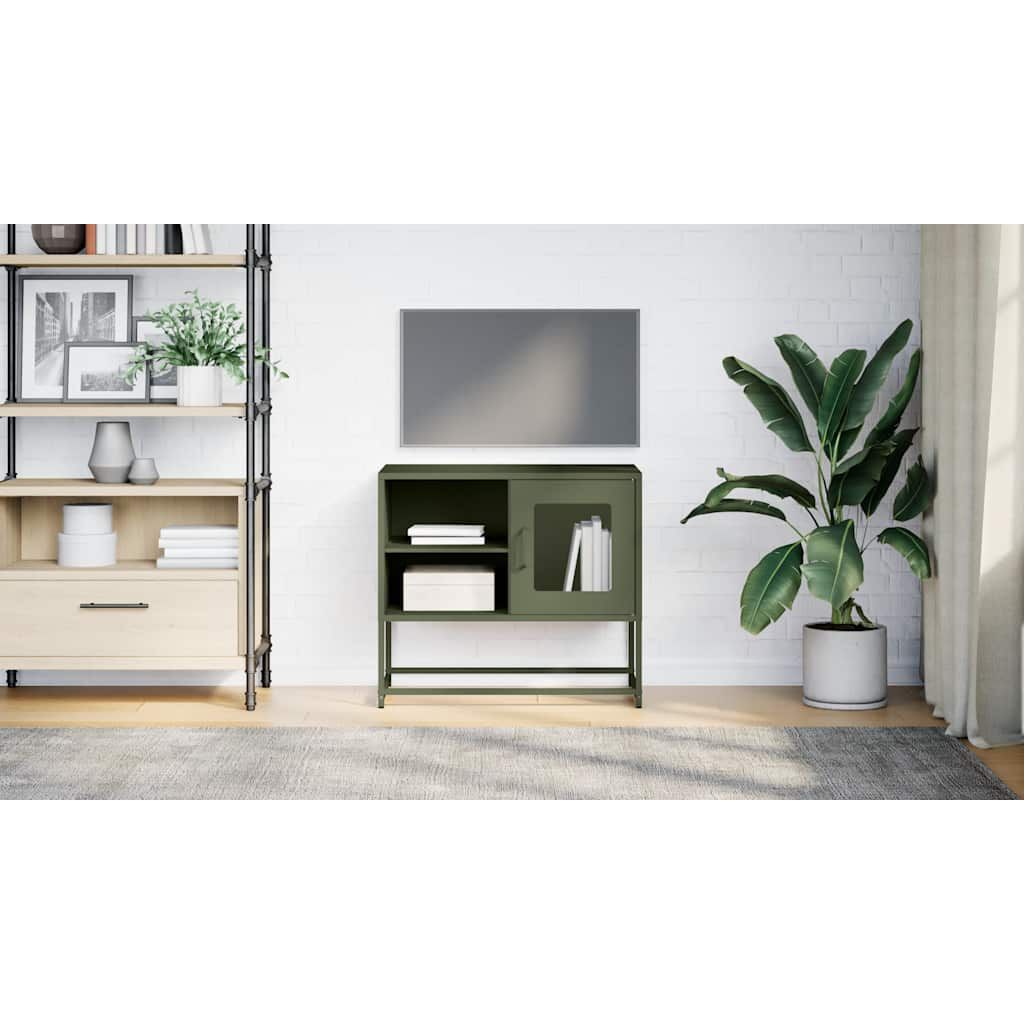 vidaXL Έπιπλο Τηλεόρασης Πράσινο Λαδί 68,5x39x60,5 εκ. από Ατσάλι