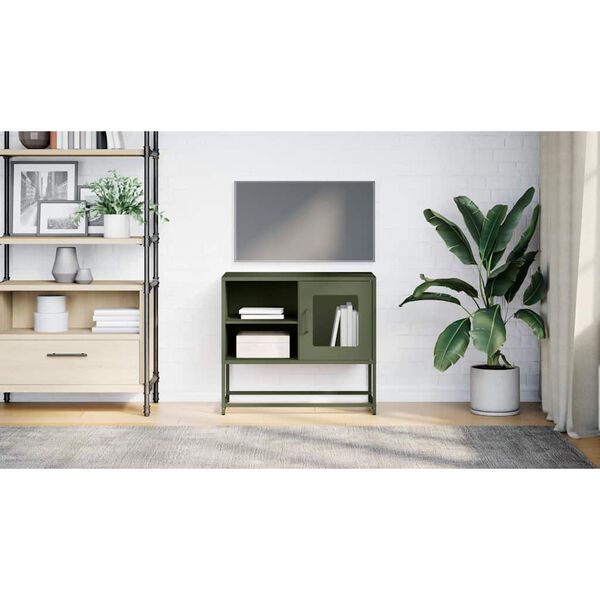 vidaXL Έπιπλο Τηλεόρασης Πράσινο Λαδί 68,5x39x60,5 εκ. από Ατσάλι