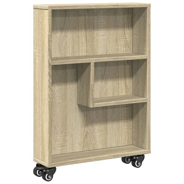 vidaXL Τρόλεϊ Αποθήκευσης Στενό Sonoma Δρυς 48x13x68 εκ. Επεξ. Ξύλο