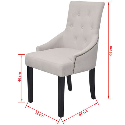 242402 vidaXL Dining Chairs 2 pcs Cream Grey Fabric