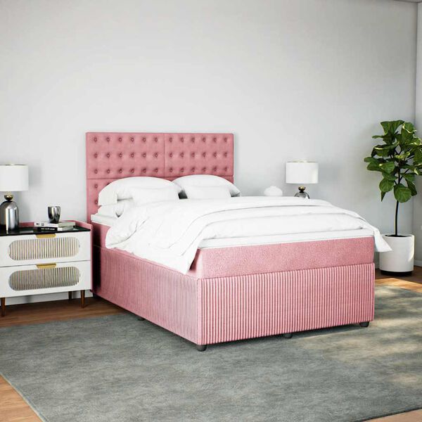vidaXL &Kappa;&rho;&epsilon;&beta;ά&tau;&iota; Boxspring &mu;&epsilon; &Sigma;&tau;&rho;ώ&mu;&alpha; &Rho;&omicron;&zeta; 160x200 &epsilon;&kappa;. &Beta;&epsilon;&lambda;&omicron;ύ&delta;&iota;&nu;&omicron;