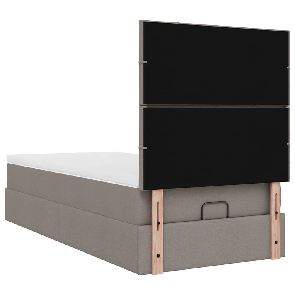 vidaXL Οθωμανικό κρεβάτι με στρώμα Taupe 100x200cm ύφασμα