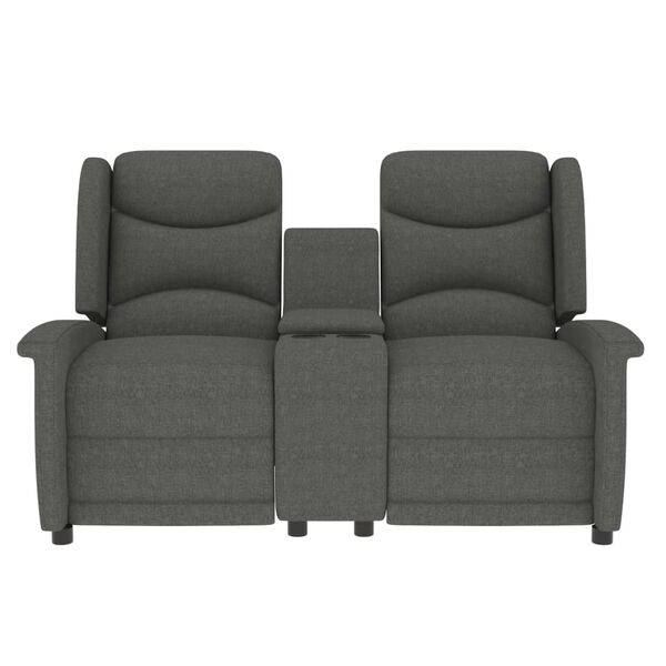 vidaXL Πολυθρόνα Μασάζ Διθέσια & Ποτηροθήκη Ανακλινόμ. Αν. Γκρι Ύφασμα