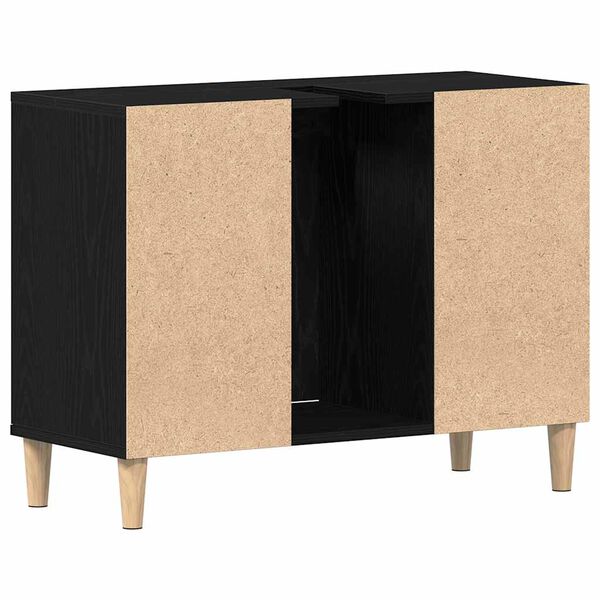 vidaXL Ντουλάπι Νιπτήρα Μαύρο Δρυς 80x33x60 εκ. από Τεχνητό Ξύλο