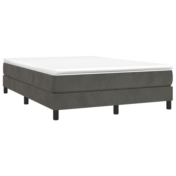 vidaXL Κρεβάτι Boxspring με Στρώμα Σκούρο Γκρι 140x190 εκ. Βελούδινο