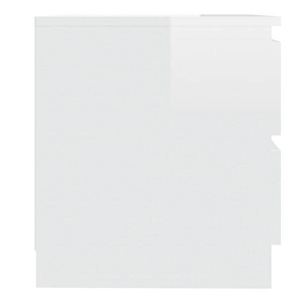 vidaXL Κομοδίνο Γυαλιστερό Λευκό 50 x 39 x 43,5 εκ. από Επεξ. Ξύλο