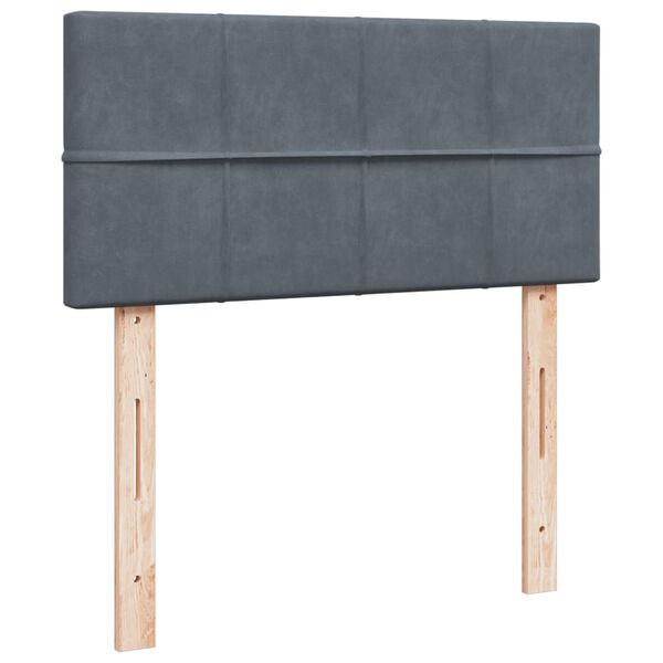 vidaXL Κρεβάτι Boxspring με Στρώμα Σκούρο Γκρι 90x200 εκ. Βελούδινο