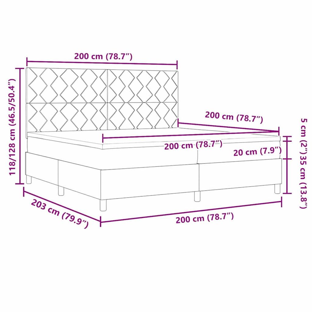 vidaXL Κρεβάτι με ελατήρια με στρώμα Μπλε 200 x 200 cm ύφασμα