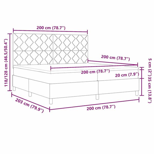 vidaXL Κρεβάτι με ελατήρια με στρώμα Μπλε 200 x 200 cm ύφασμα