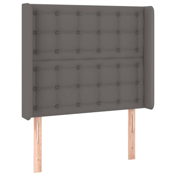vidaXL Κρεβάτι Boxspring με Στρώμα & LED Γκρι 90x190 εκ. Συνθ. Δέρμα