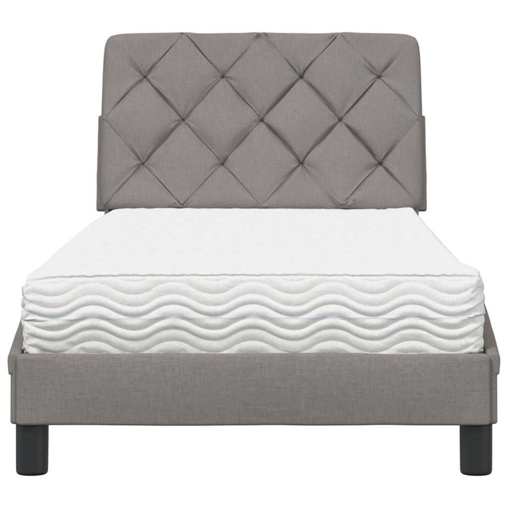 vidaXL Κρεβάτι με Στρώμα Taupe 90x190 εκ.Υφασμάτινο