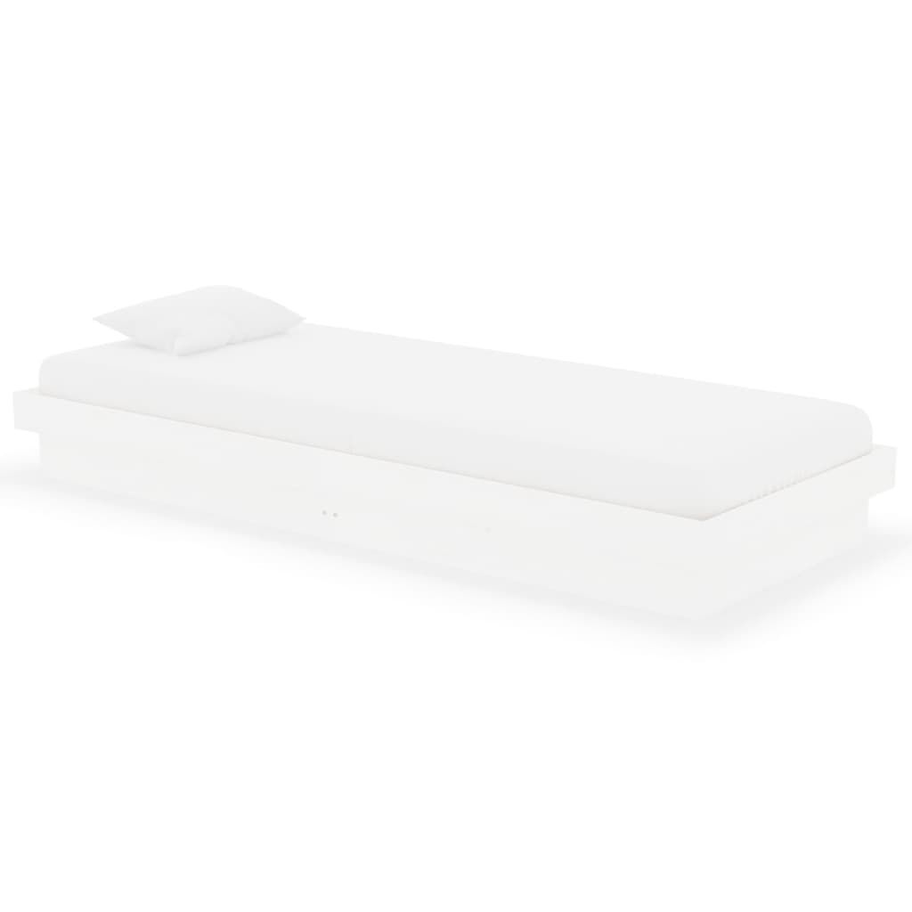 vidaXL Πλαίσιο Κρεβατιού Λευκό 75x190 εκ. Μασίφ Ξύλο Small Single