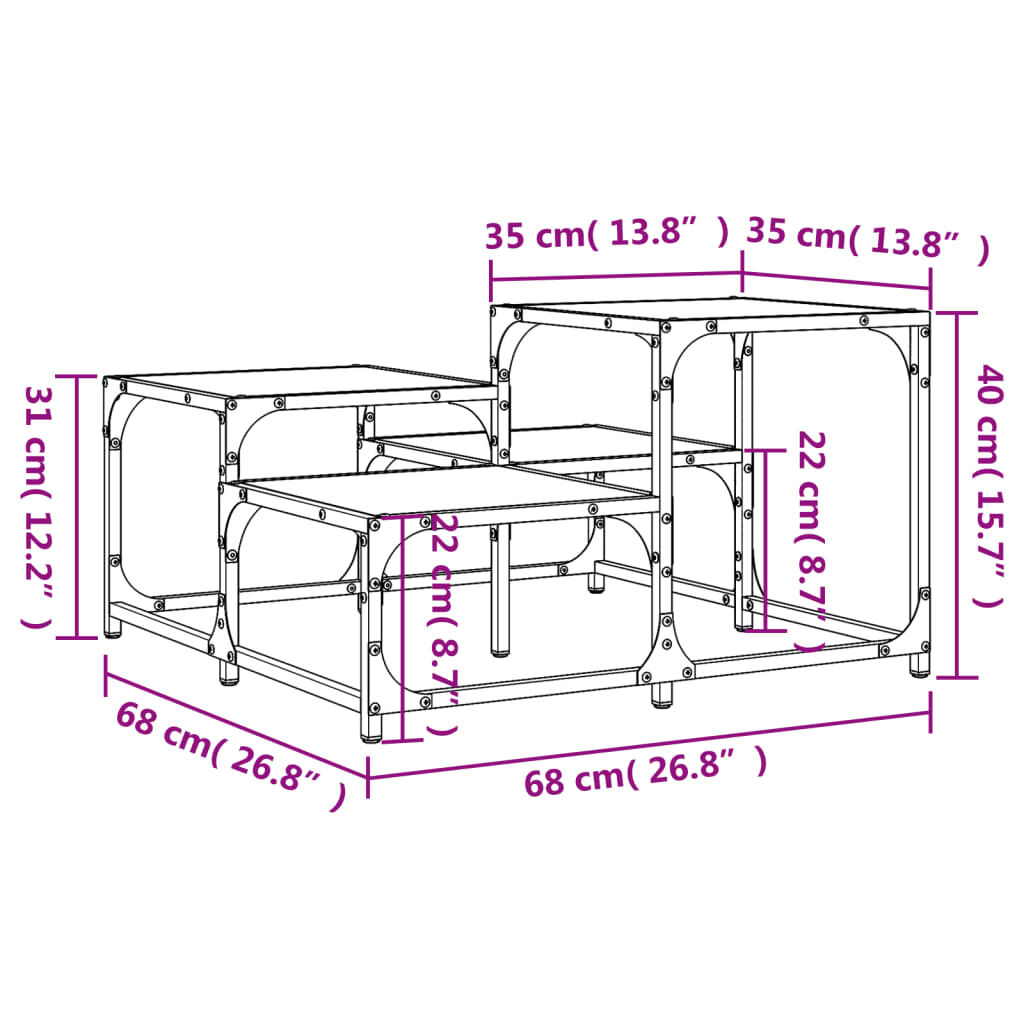 vidaXL Τραπεζάκι Σαλονιού Καφέ Δρυς 68 x 68 x 40 εκ. Επεξεργ. Ξύλο