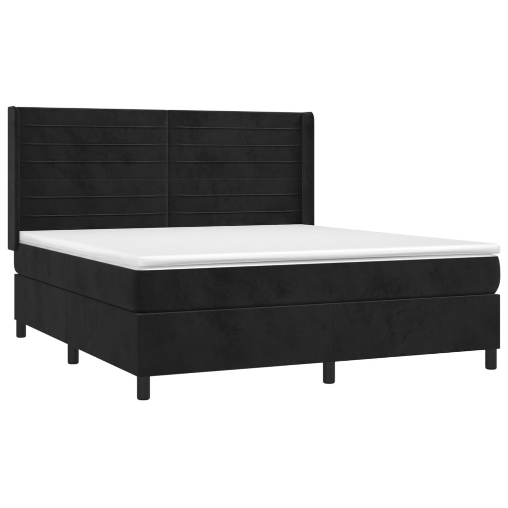 vidaXL Κρεβάτι Boxspring με Στρώμα Μαύρο 160x200 εκ. Βελούδινο